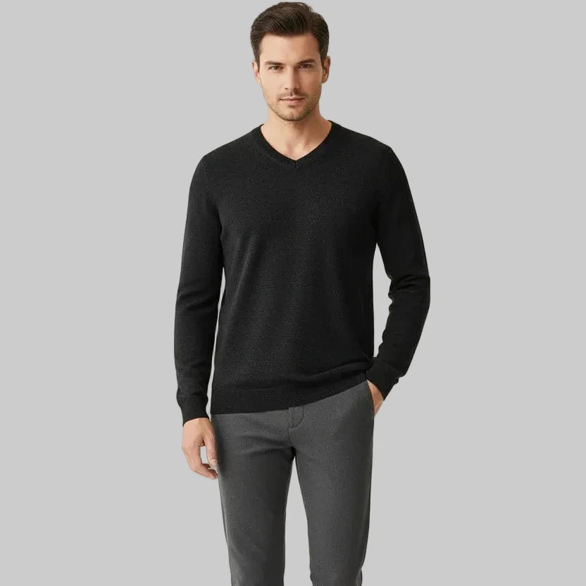 Suéter Clásico Cuello V Gris Melange