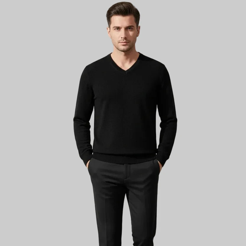 Suéter Clásico Cuello V Gris Melange