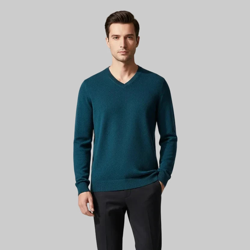 Suéter Clásico Cuello V Gris Melange