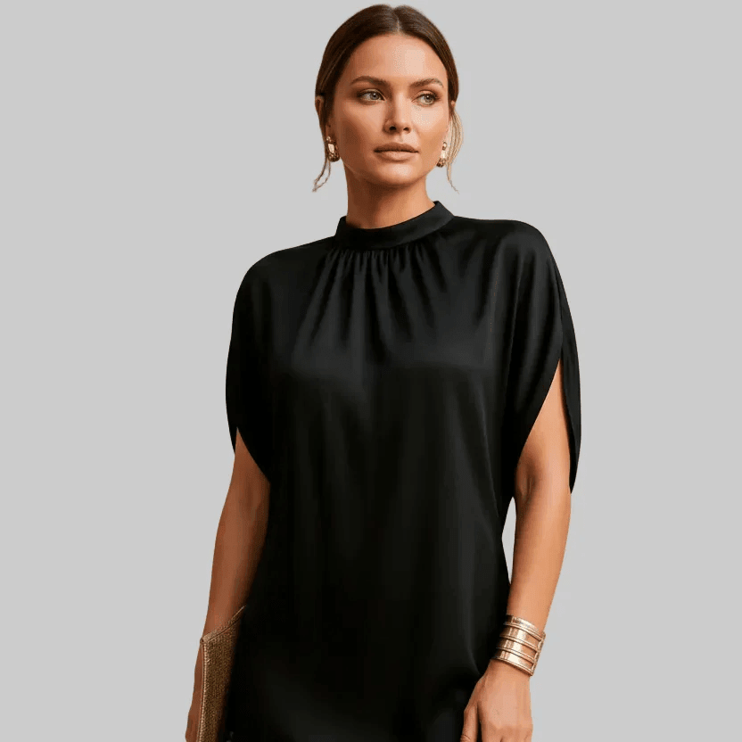 CarolinaShop CAROLINA - Vestido Negro Ébano de Silueta Fluida