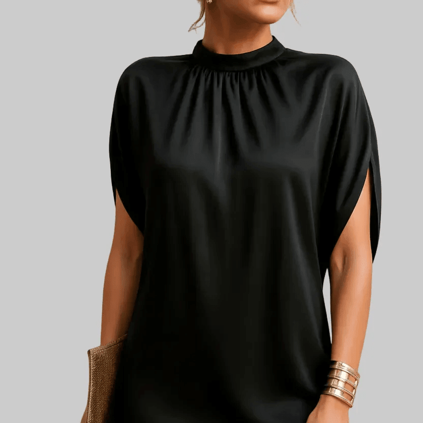 CarolinaShop CAROLINA - Vestido Negro Ébano de Silueta Fluida