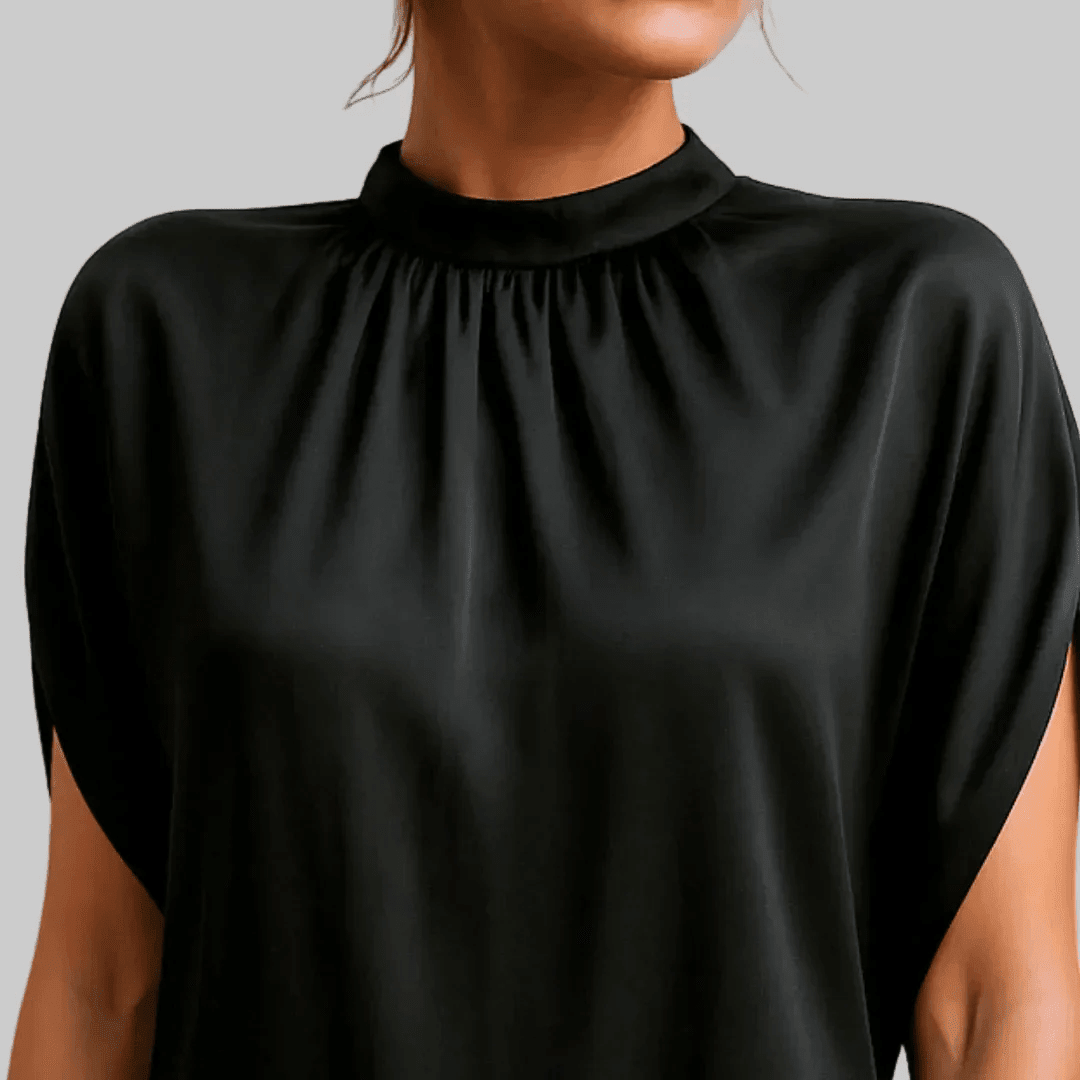 CarolinaShop CAROLINA - Vestido Negro Ébano de Silueta Fluida