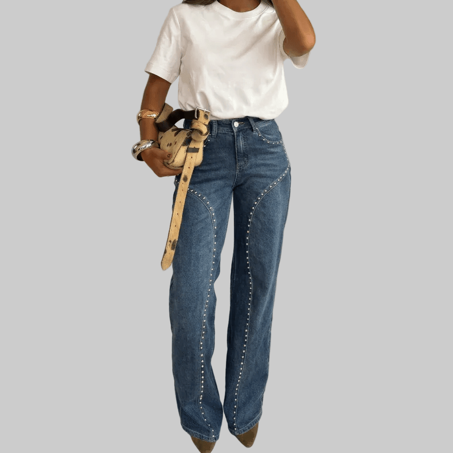 CarolinaShop para mujer Pantalón Denim Luxe Rivet