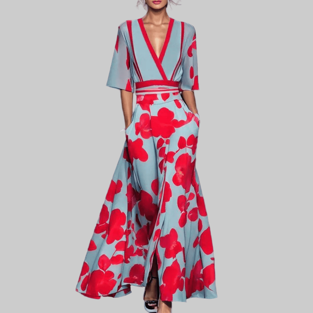 CarolinaShop para mujer Vestido Largo Floral Elegance Bloom