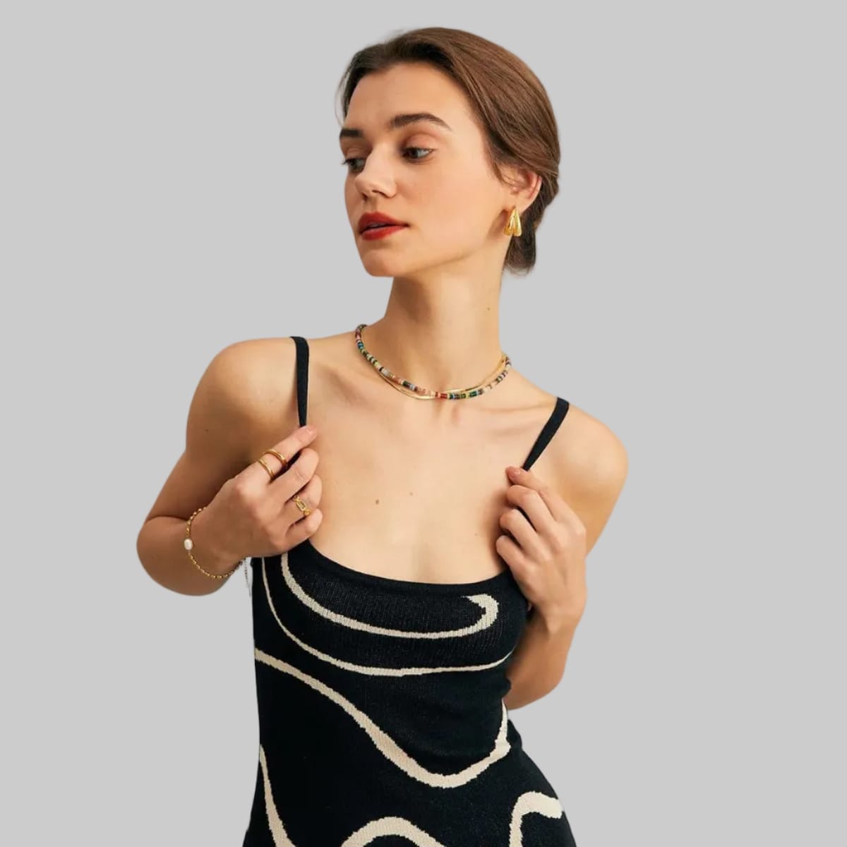CarolinaShop para mujer Vestido Noir Wave Slim Fit