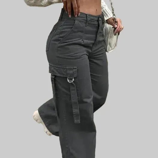 carolinashop para mujer Gris Oscuro / XL Pantalón Cargo Verde Oliva Chic