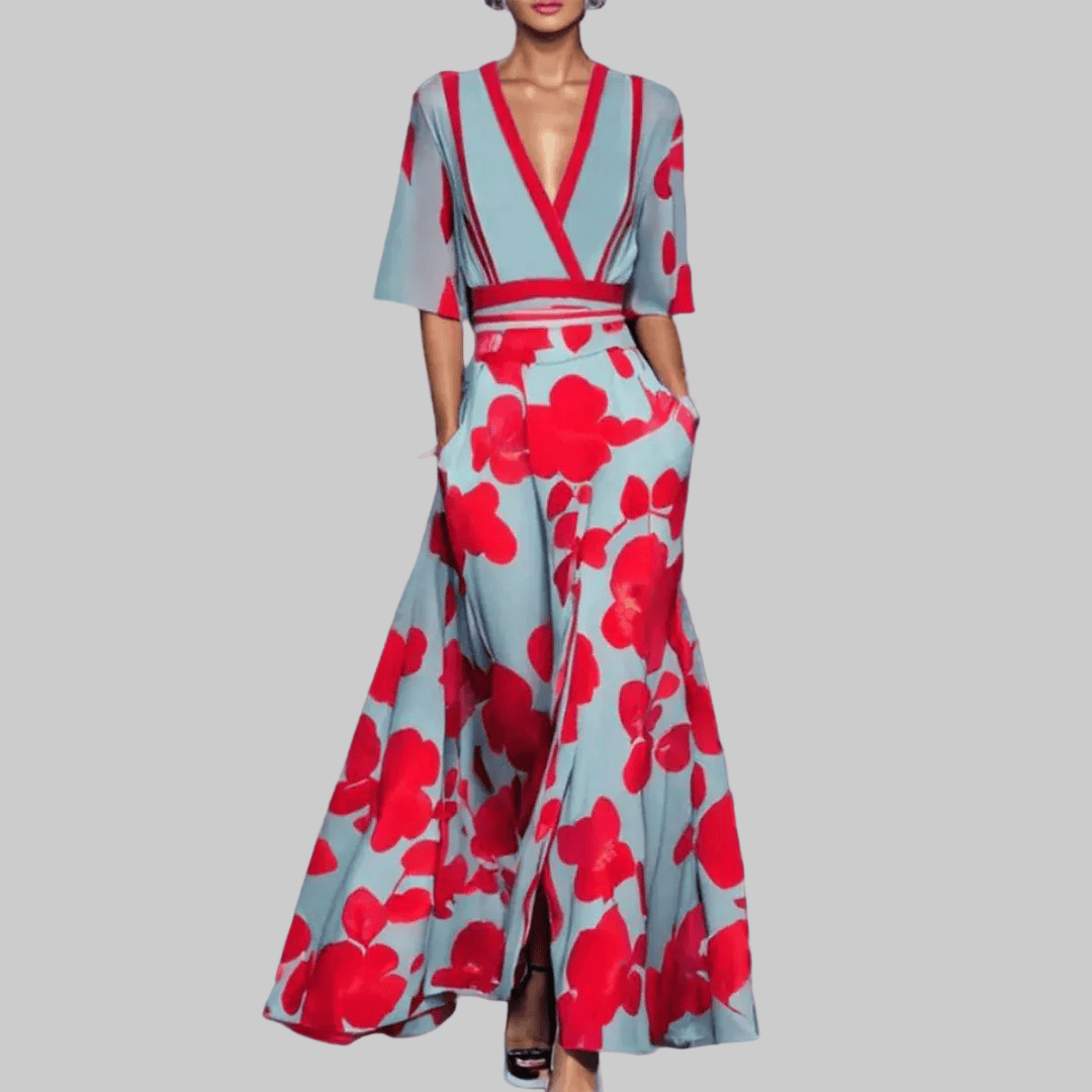 CarolinaShop para mujer Rojo / S(US 4) Vestido Largo Floral Elegance Bloom