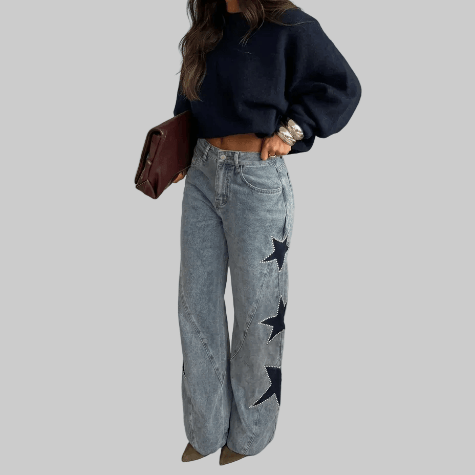 CarolinaShop para mujer S(US 4) / gris jeans Jeans Wide Leg Star Denim