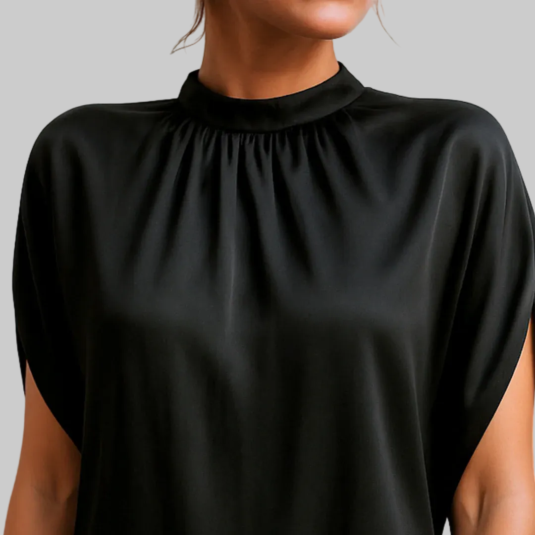 CAROLINA - Vestido Negro Ébano de Silueta Fluida