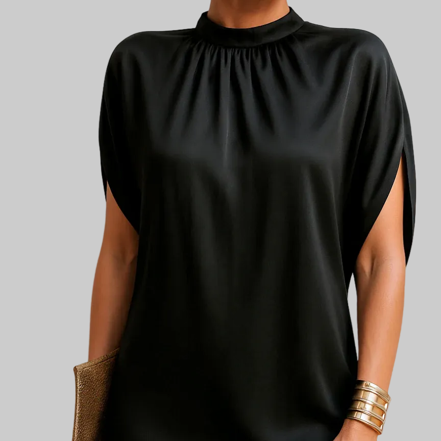 CAROLINA - Vestido Negro Ébano de Silueta Fluida